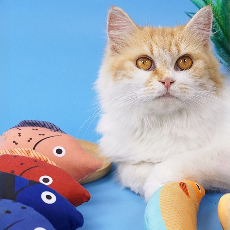 Juguetes interactivos para gatos con pez chirriante con hierba gatera, juguetes masticables de felpa realistas para gatos de interior, juguetes de almohada duraderos y lindos