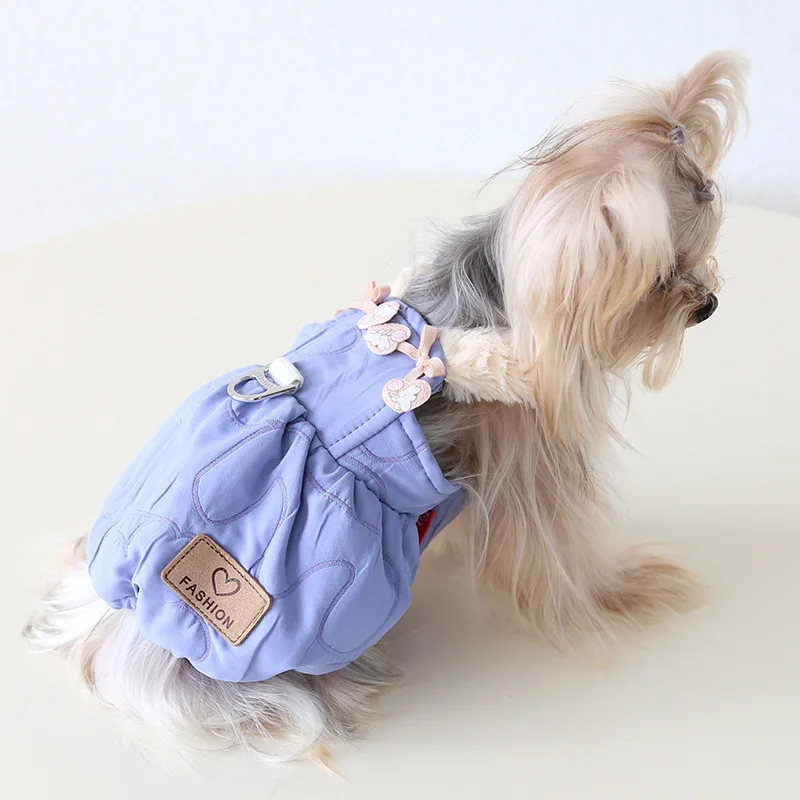 Otoño e Invierno nuevo amor conejo calabaza falda de tracción ropa para perros y gatos ropa para mascotas falda de burbujas con correa ropa para cachorros - imagen 2