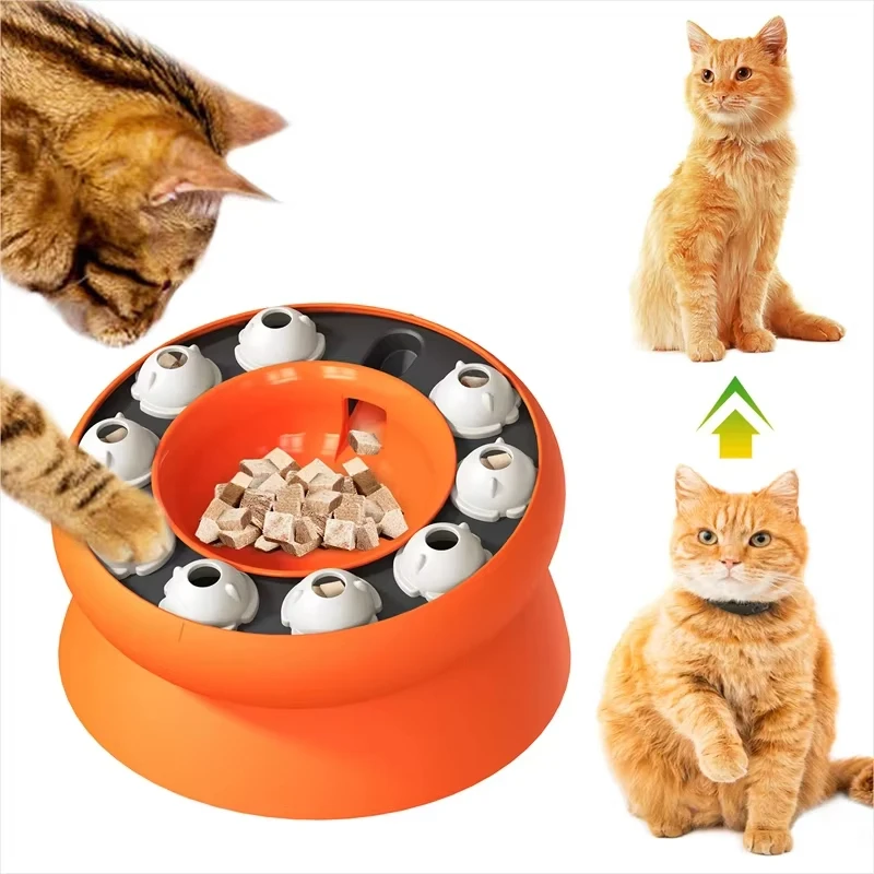 Cuenco para gatos, juguete rompecabezas, alimentador lento, diseño inclinado, comida saludable para mascotas, plato para proteger el cuello, cuencos de alimentación interactivos multifunción - imagen 2