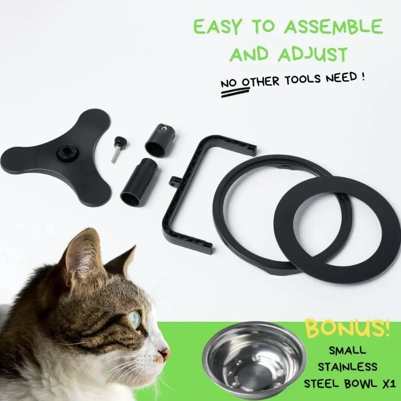 Cuenco elevado ajustable inclinado de acero inoxidable 304, soporte para comida de gato, diseño de calidad extremadamente alta, resistente al óxido de larga duración - imagen 5