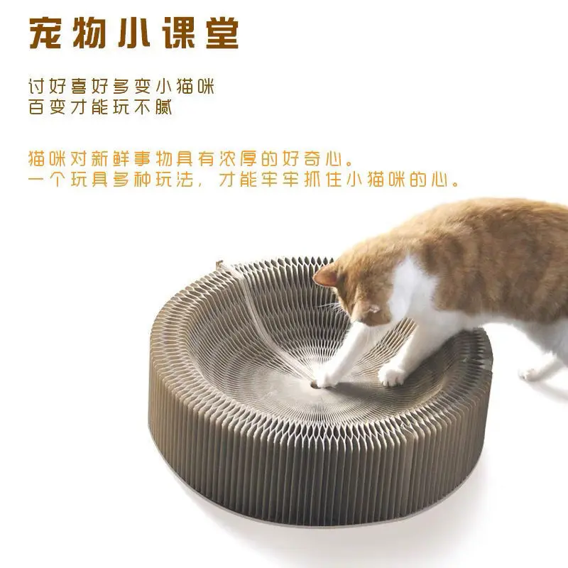Tablero rascador de acordeón creativo para gatos, suministros para mascotas, garra de descompresión, papel corrugado, suministros de juguetes especiales para gatos - imagen 3