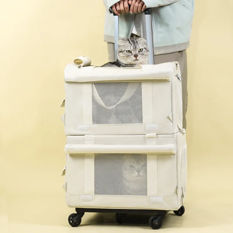Mochila transportadora para dos gatos – Doble capa transpirable - imagen 4