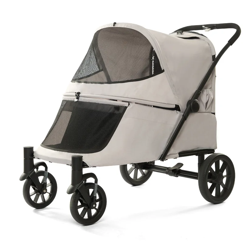 Medium and Large Pet Strollers with Hill Climbing Dog Cart Outdoor Implementation Smooth Multi-pet Trolley Dog Cat Strollers - imagen 5