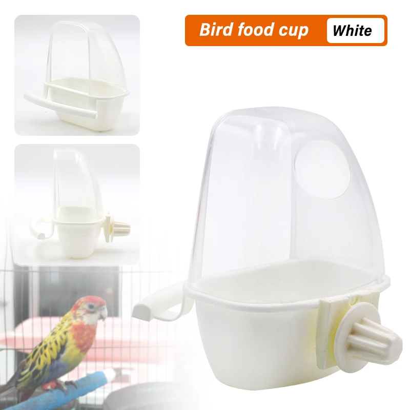 Alimentador de pássaros para gaiola, tigela suspensa, copos, caixa alimentadora de periquitos, gaiola para animais de estimação, recipiente de comida de plástico, fácil de instalar, acessórios, 1/2 peças - imagen 4