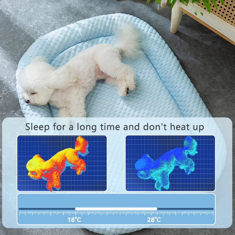 Estera refrescante de verano para perros pequeños y medianos, estera para cachorros de forma ovalada, estera para dormir extraíble y transpirable, accesorios para perros - imagen 3