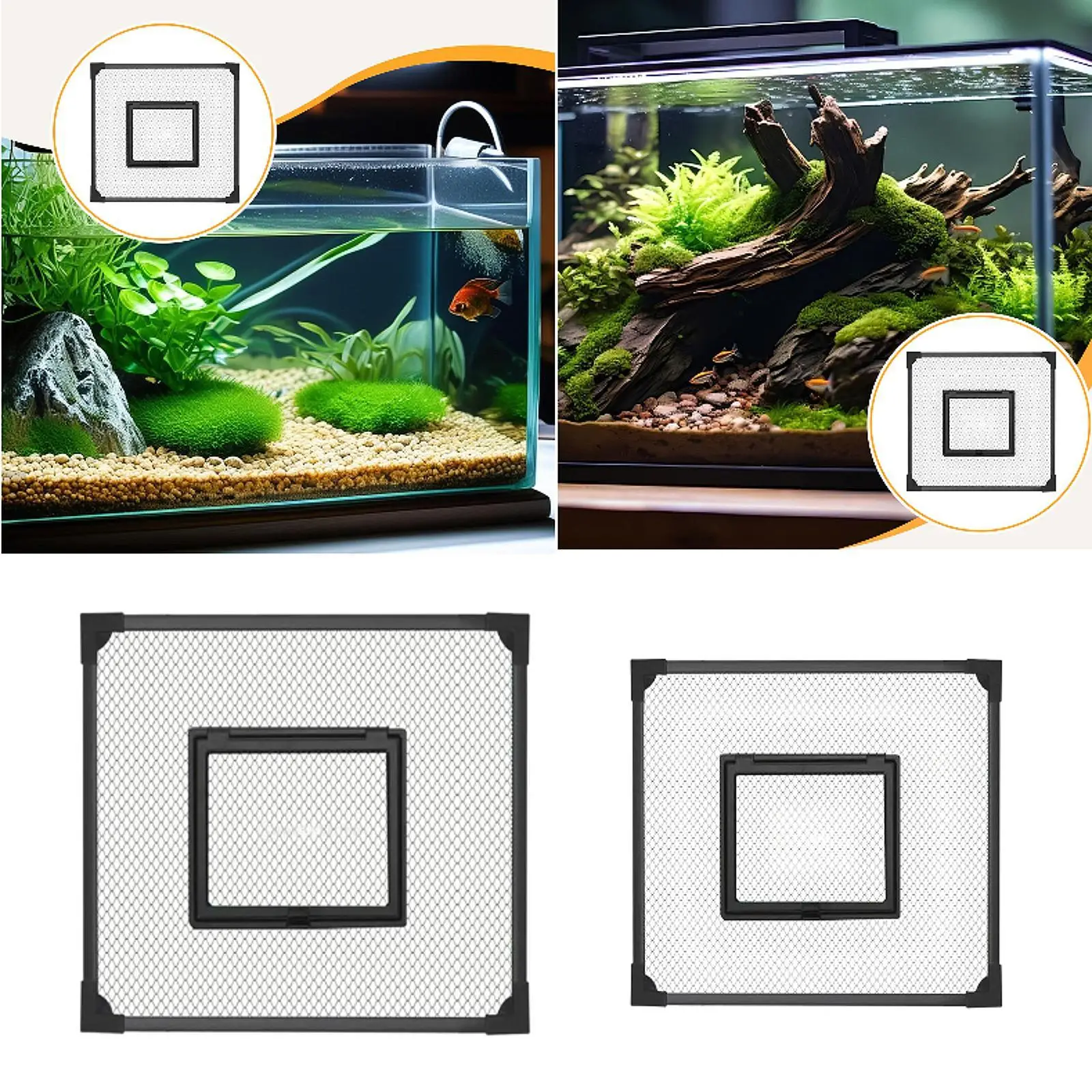 Cubierta de red antisalto para acuario de peces, tapa de malla para pecera, resistente a desgarros, color negro - imagen 4