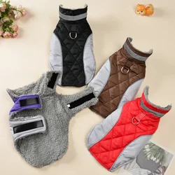 Chaqueta impermeable para perros a cuadros con lana cálida y anilla D
