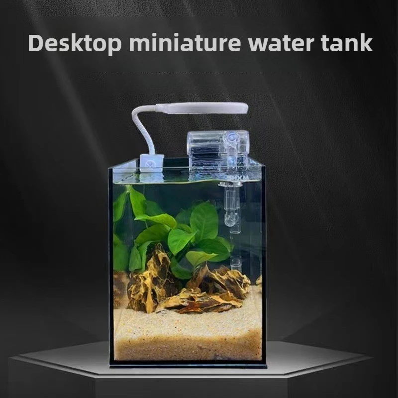 Paisajismo escritorio de cristal pecera escritorio Micro tanques ecológicos tanque Douyu peceras pequeñas sin agua vidrio ultrablanco - imagen 2