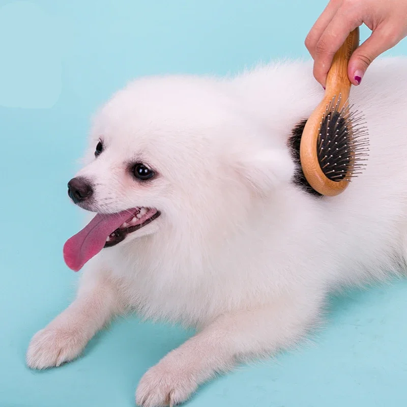 Winhyepet Accesorios para el cuidado del cabello de mascotas, depilación, peine para perros de bambú, cepillo de caída ensanchado, peine para gatos desbatadores, herramienta de deshedding - imagen 5