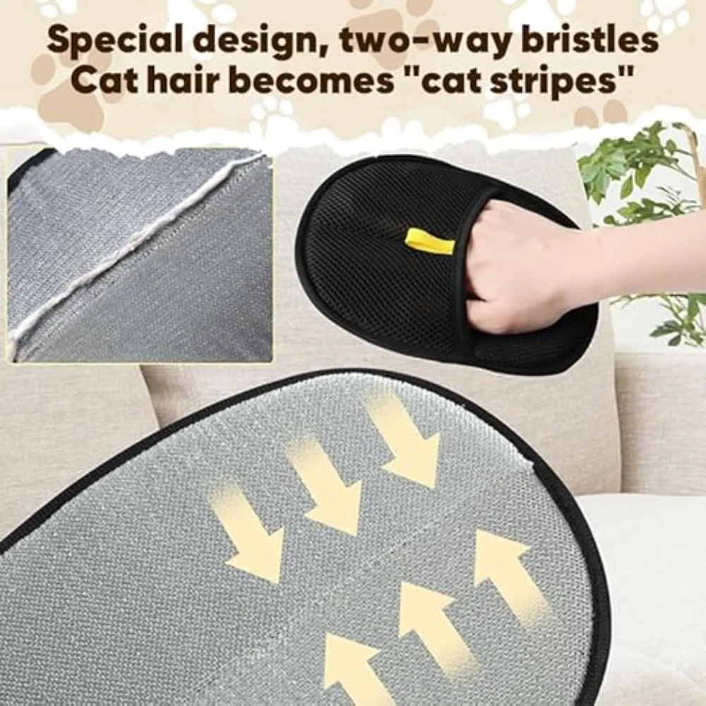 Guantes de eliminación de mascotas, removedor de pelo electrostático reutilizable para perros y gatos, herramienta de aseo, guantes de depilación electrostáticos bidireccionales - imagen 3