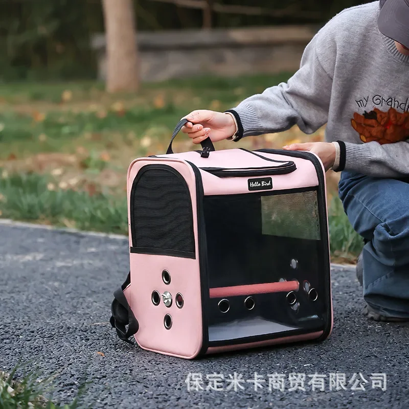 Jaula para pájaros, jaula para loros, bolsa portátil para pájaros, transpirable, doble hombro, mochila para loros, mochila para gatos, mochila para gatos - imagen 3