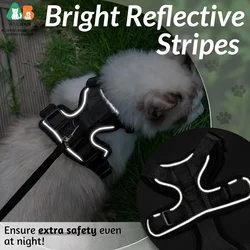 ATUBAN Arnés y correa para gatos para caminar, arneses de chaleco ajustables suaves a prueba de escape para gatos, reflectantes transpirables de fácil control