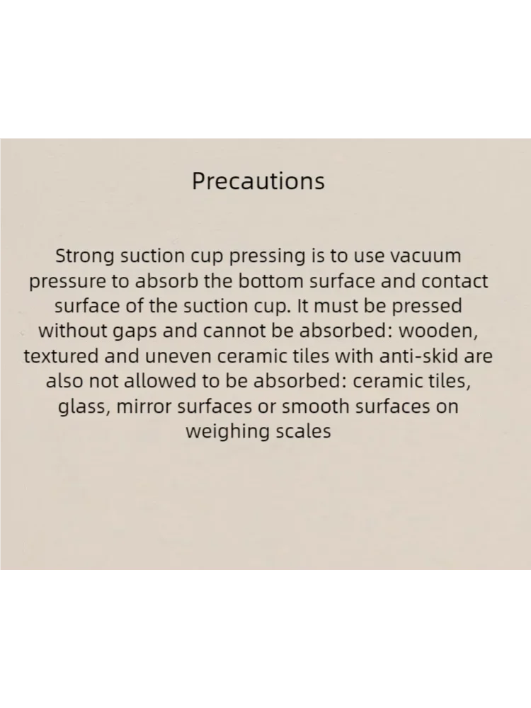 Una diapositiva que habla de una fuerte presión de copa de succión es usar presión de vacío para absorber la superficie inferior y la superficie de contacto de la taza de succión