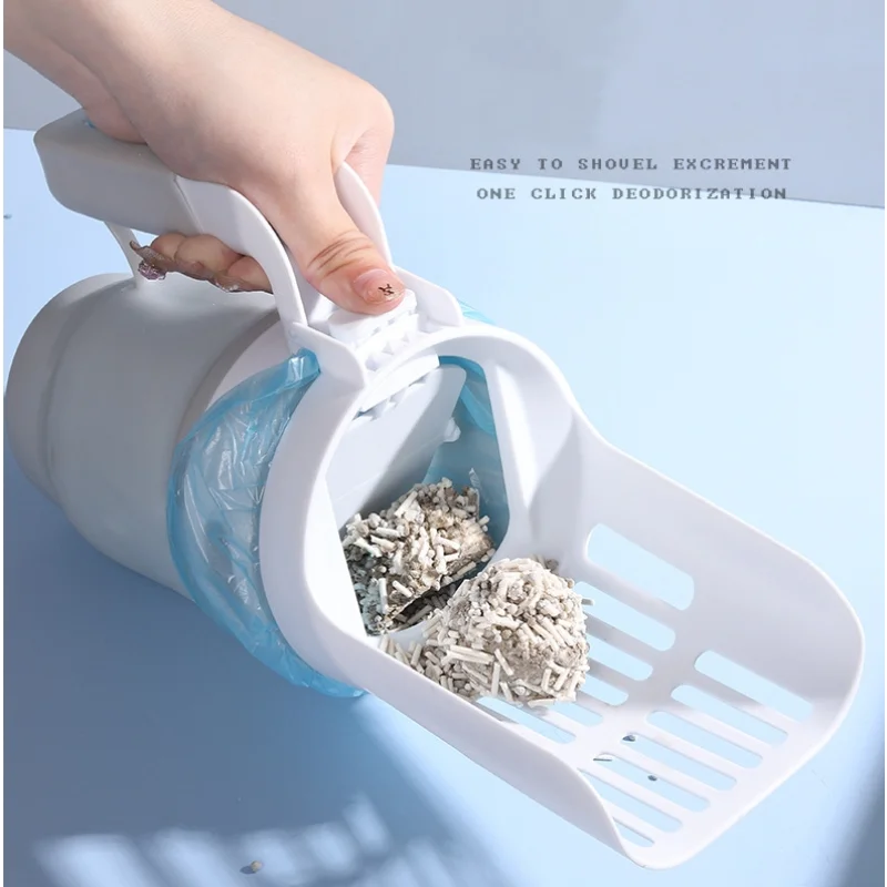 Productos de limpieza desmontables, pala de arena para gatos multifuncional, viene con basura, pala para excrementos de gato con deflector, 1 ud.