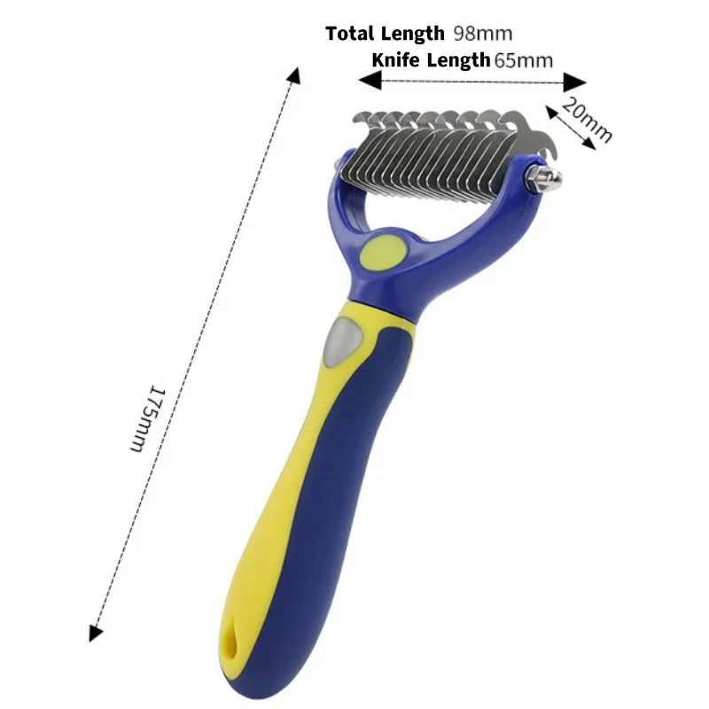 Cepillo de doble cara para perros, peine con cuchillo para limpieza de nudos de pelo, removedor de pelo, accesorios de aseo para mascotas - imagen 5