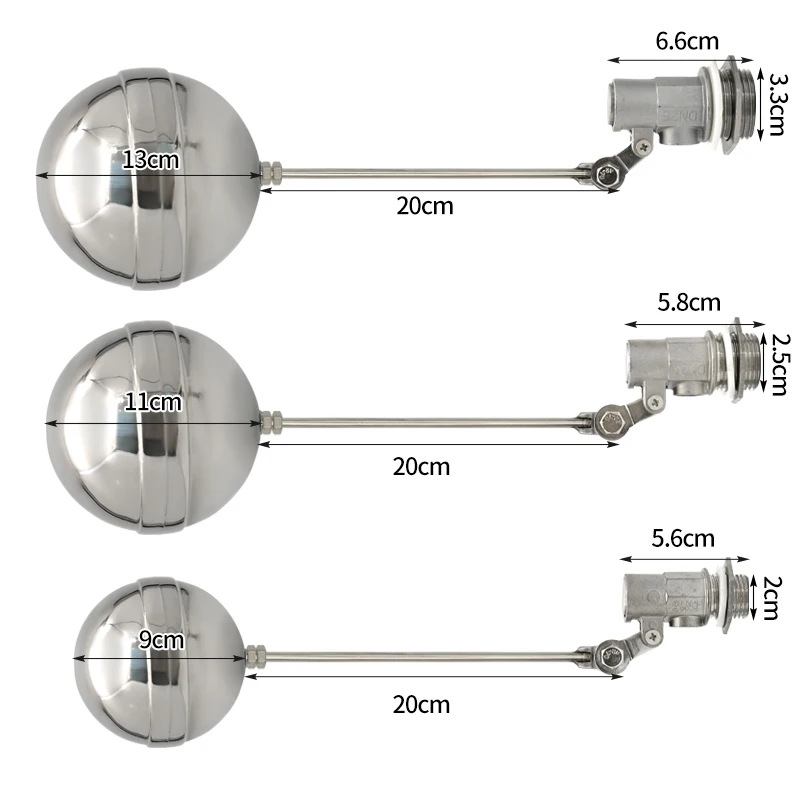 Válvula de flotador de tanque de agua de acero inoxidable, bola de cierre, Control de nivel de agua, válvula de Sensor de flotador de Control de flujo DN15 DN20 DN25 - imagen 3