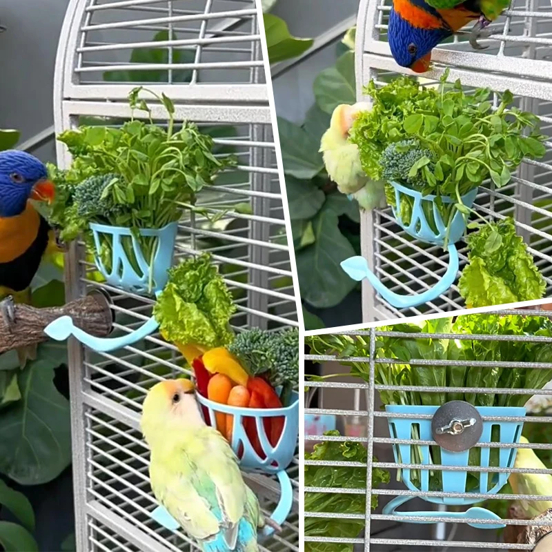 Alimentador de loros para mascotas, jaula colgante, contenedor de frutas y verduras, soporte para taza de alimentación, jaula para pájaros, alimentador, accesorios, suministro - imagen 4