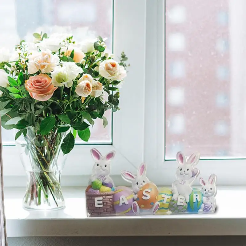 Decoración de conejo de pascua, decoración de mesa de conejo plano, acrílico 2D, huevo de conejo, decoración de fiesta de Pascua, tema para cumpleaños - imagen 2