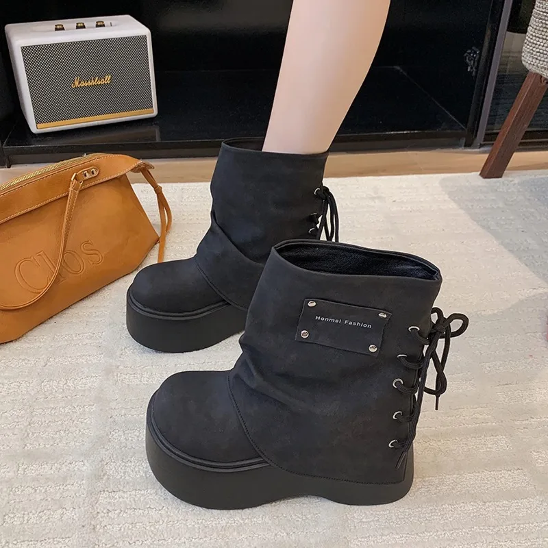 Botines zapatos de mujer botas-mujeres bajas montar Rock otoño Lolita negro botas de motocicleta botas de mujer invierno - imagen 5