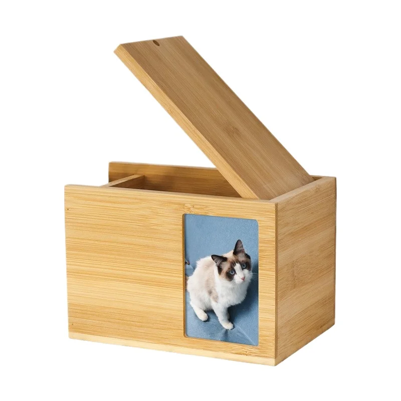 Caja de urna de madera para mascotas, marco de fotos con forma, cajas de urna para cenizas de gatos funerales conmemorativas, recuerdos de imagen para perros y gatos, cajas de cenizas para mascotas de escritorio - imagen 4
