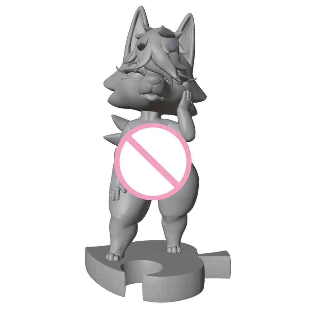 Estatua de anime 3D gris para gatos y perros – Foxy Wolfy sin montar - imagen 3