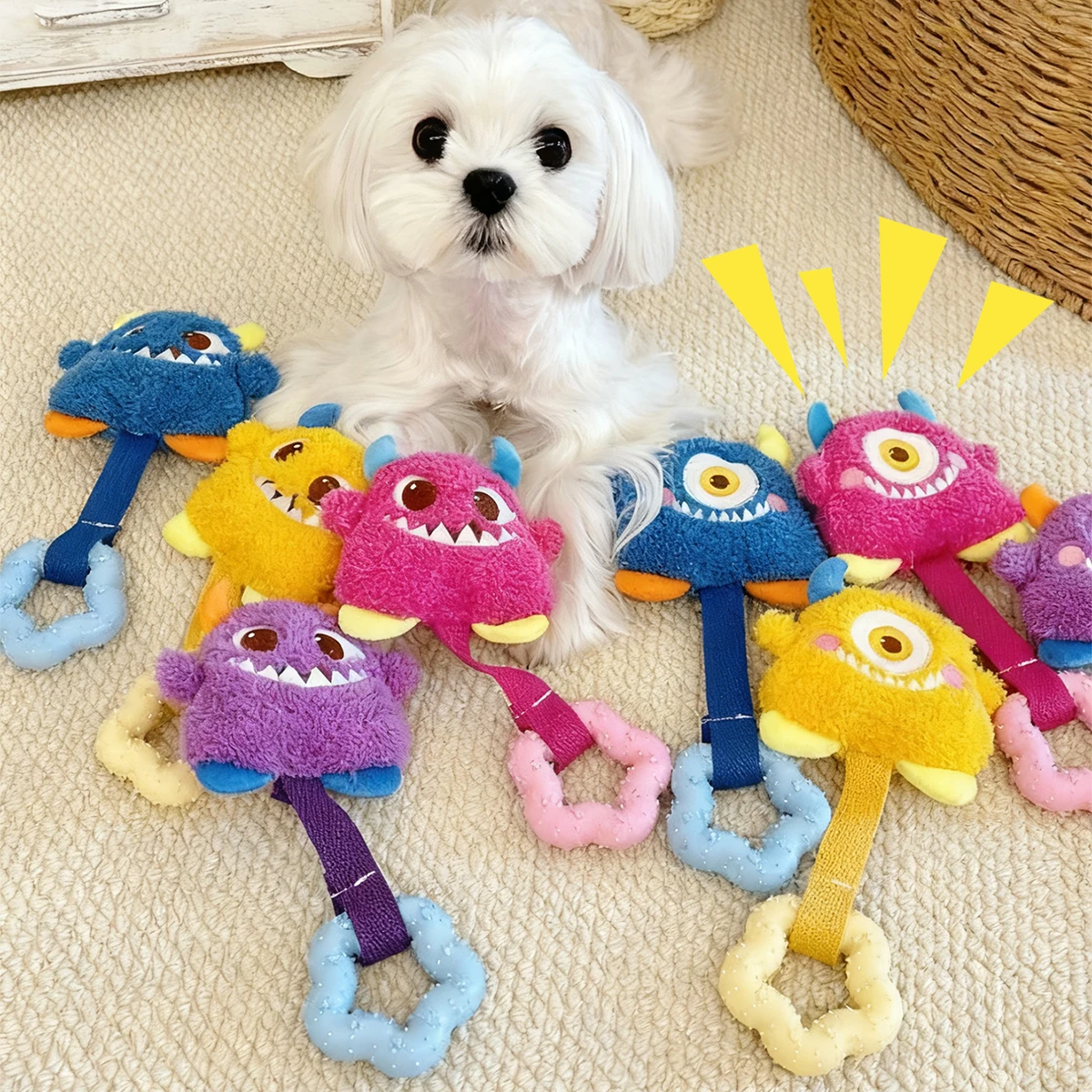 Juguetes chirriantes para perros para moler los dientes, juguete masticable dental para perros, control del sarro, limpieza de dientes, masticar, satisface la urge natural a G