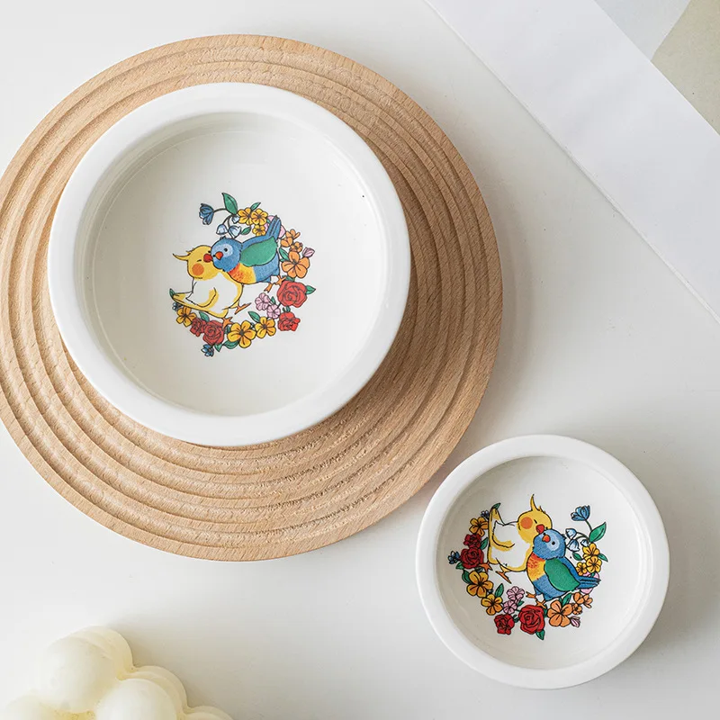 Los suministros para comederos para mascotas son ceramica sencilla impresa para comer y beber en cuencos que son fáciles de limpiar y cómodas para comer - imagen 2