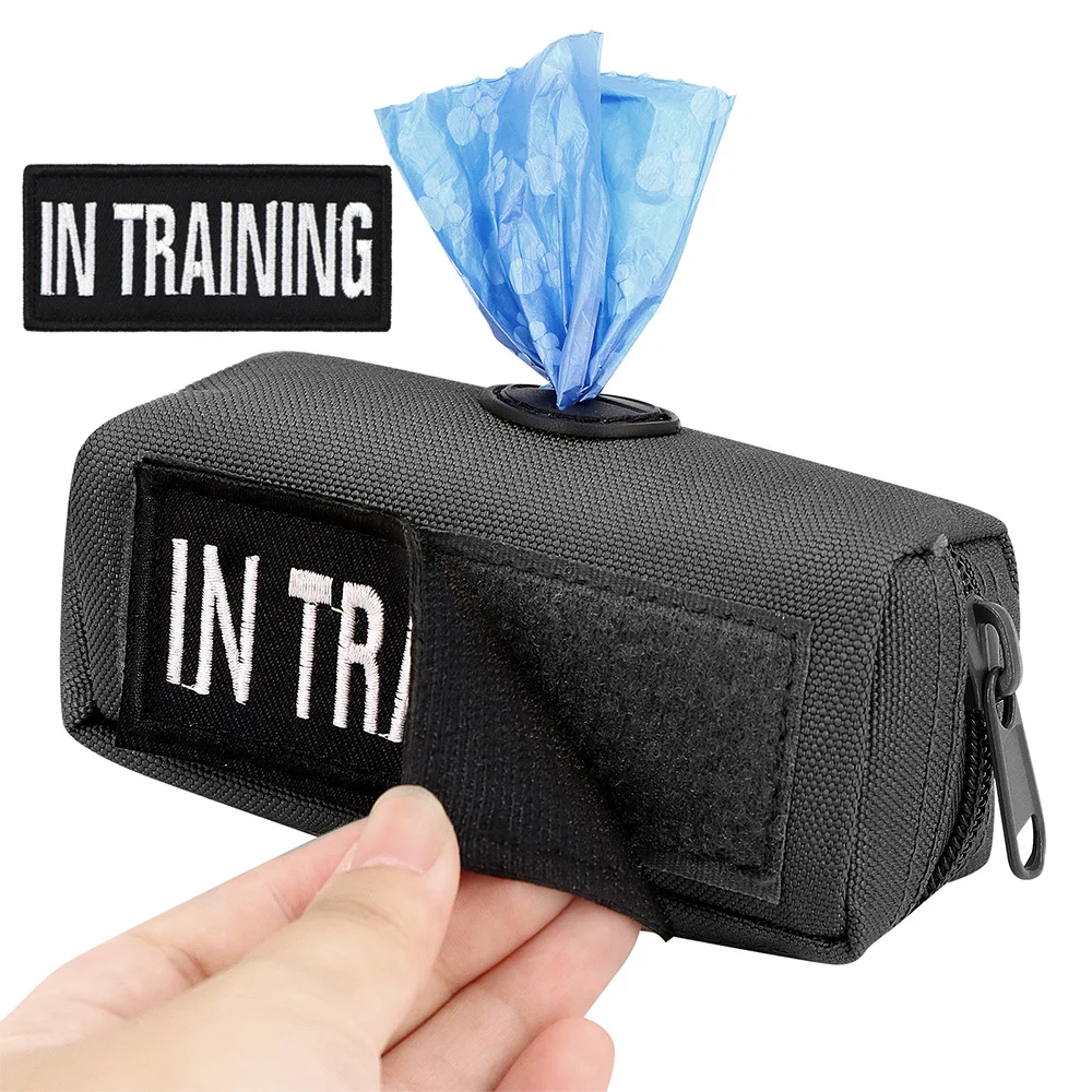 Dispensador portátil de bolsas de basura para mascotas, con parche de Velcro, correa de perro adjunta para chaleco, arnés, accesorio de limpieza para mascotas al aire libre - imagen 3