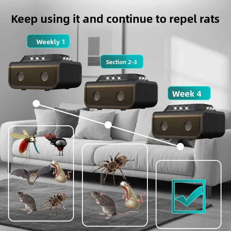 Dispositivo de accionamiento de animales para el hogar, cabezal de doble pulso, repelente de animales para gatos, perros y cucarachas, repelente ultrasónico de ratones, productos para mascotas - imagen 3