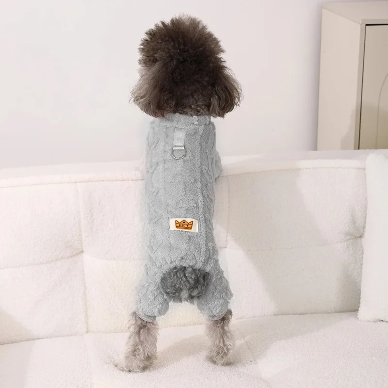 Ropa cálida de lana para perros, mono suave y acogedor para cachorros, anillo en D de felpa para invierno, chaleco para mascotas pequeñas y medianas, abrigo para gatos - imagen 4