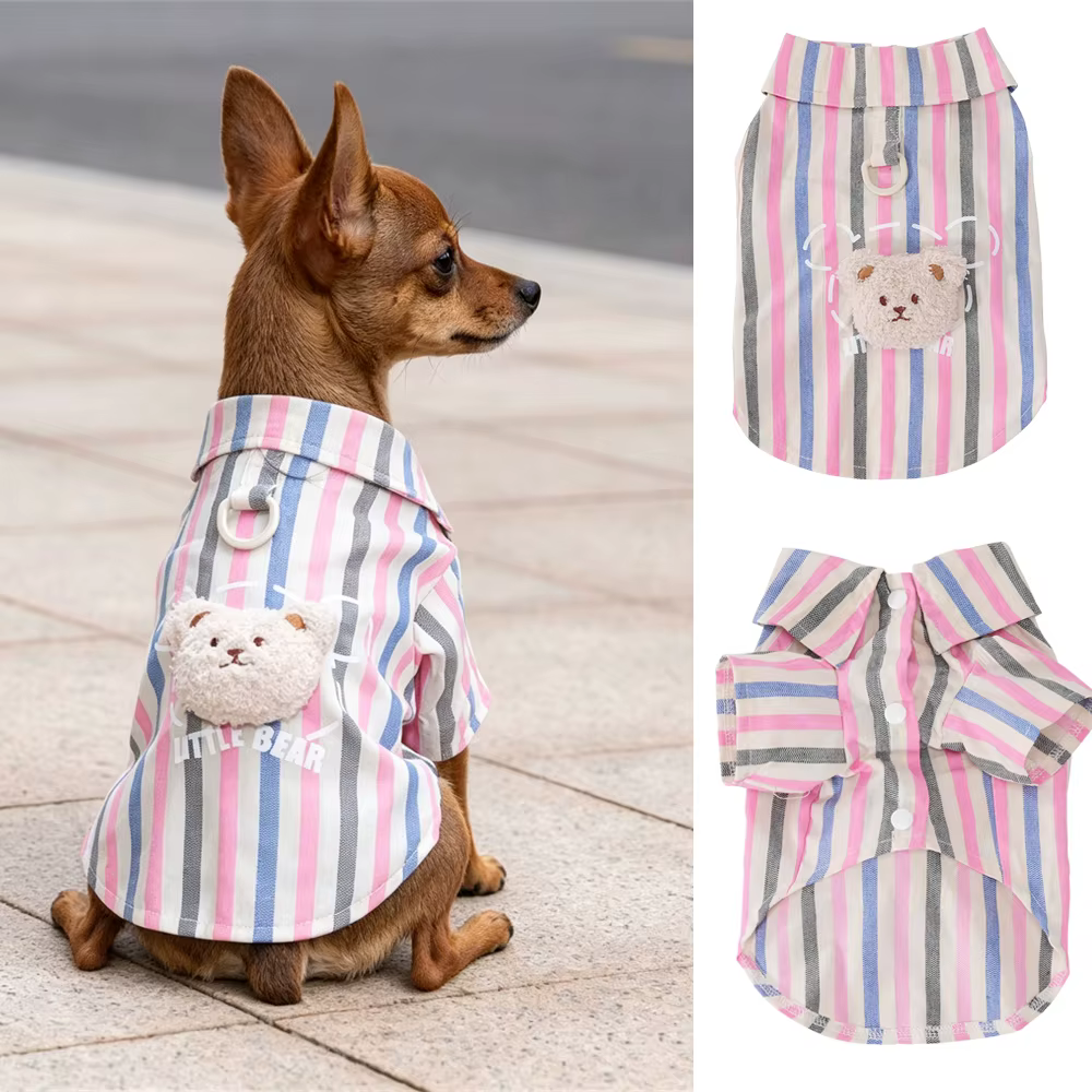 Camisa a rayas para perros pequeños Chihuahua Schnauzer verano holgada