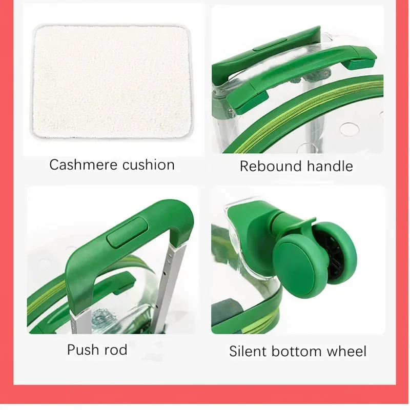 Bolsa transparente para gatos, caja transpirable para exteriores para mascotas, bolso para gatitos, Estuche De Viaje con rueda móvil, cochecito para caminar para perros y gatos - imagen 5