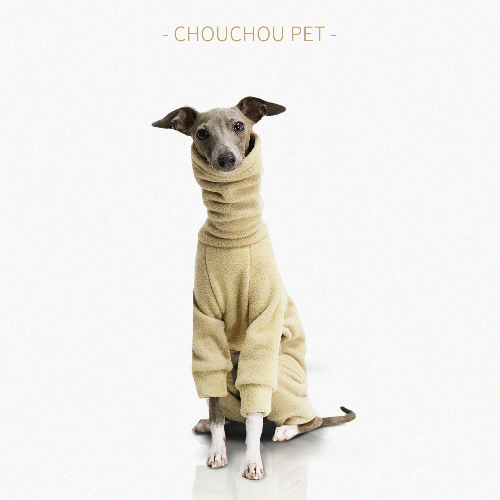 Invierno Polar polar cuello alto mascota Onesie cachorro ropa para perros grandes ropa cálida para perros Whippet - imagen 2