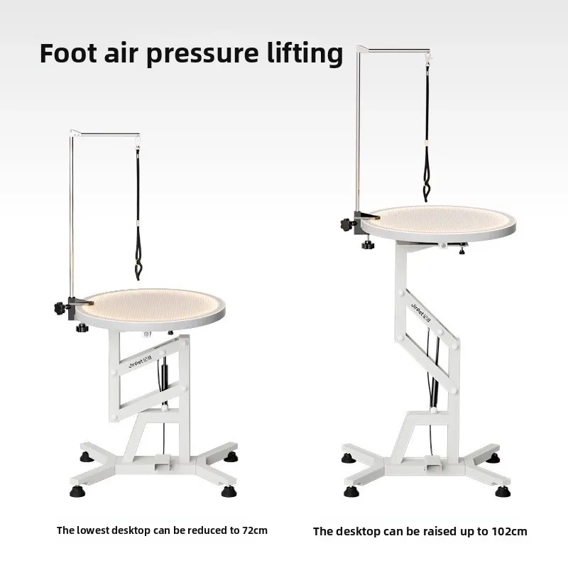 Mesa de belleza luminosa para mascotas, tienda de mascotas, mesa de belleza plegable con elevación de presión de aire para gatos y perros, mesas redondas para cizalla y recorte - imagen 2