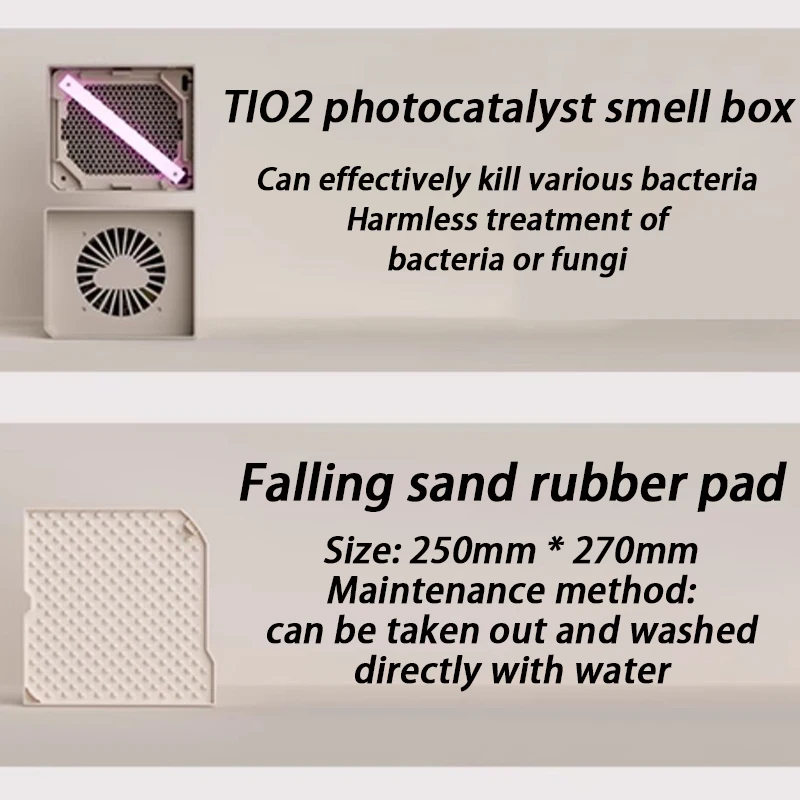 Juego completo de inodoros para gatos, accesorios para inodoro, caja de inodoro PetSnowy, alfombrilla, malla de filtro, compartimento para bolas de arena para gatos - imagen 3