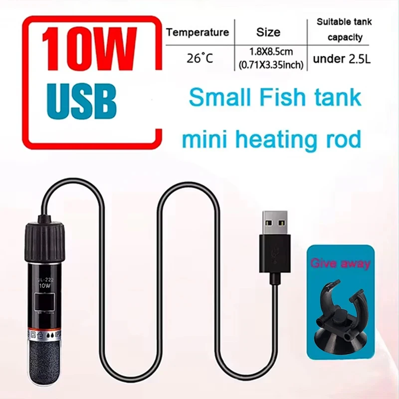 Calentador acuario mini USB sumergible – Termostato constante - imagen 2