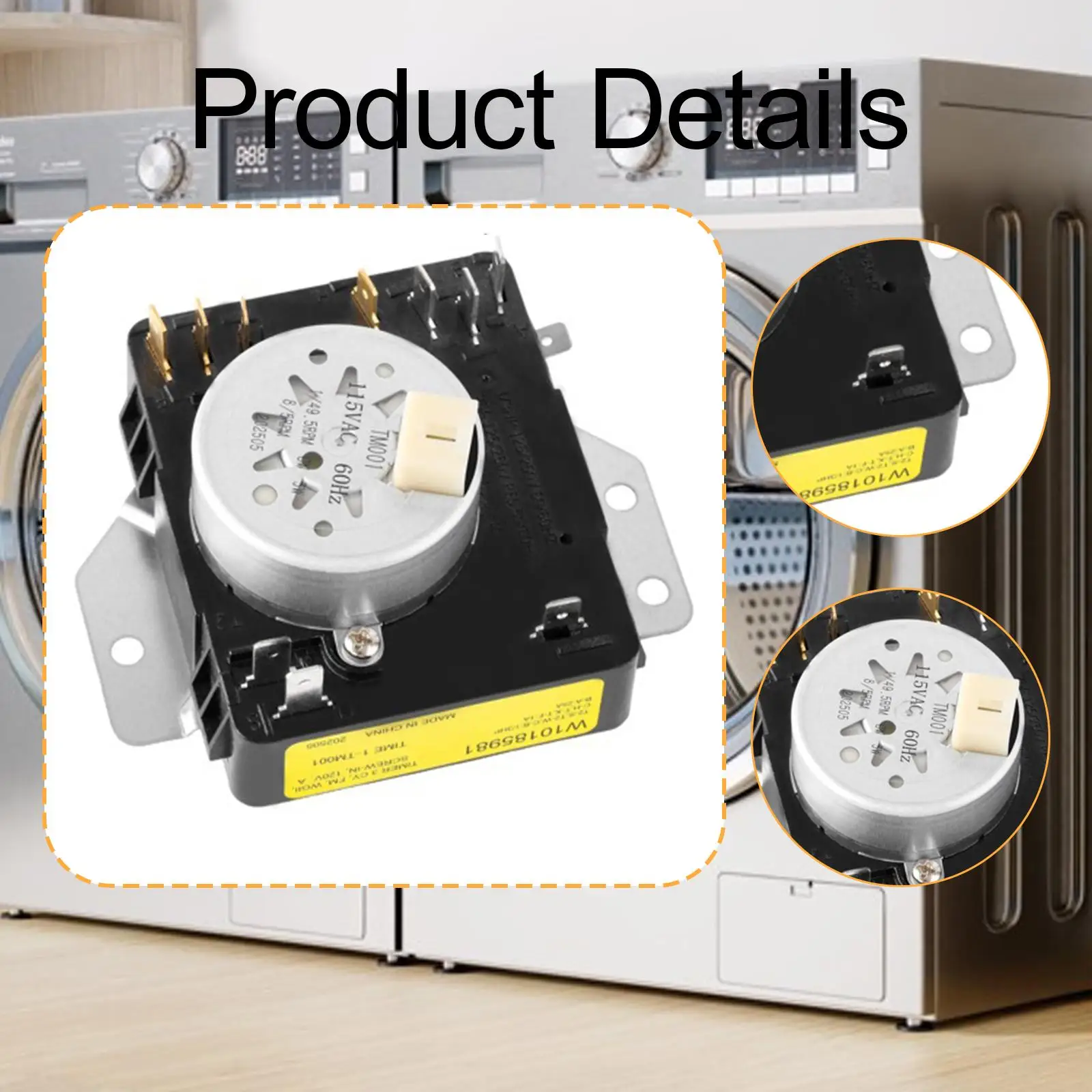 Dryer Timer Appliances Part Lightweight Spare Parts Washer Parts Replaces for W10185981 Wpw10185981 AP6016540 PS11749830