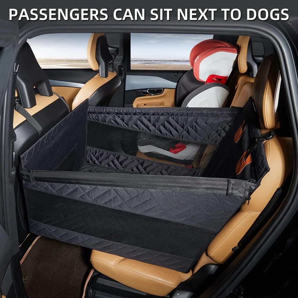 Cojín para asiento de coche con doble cremallera para mascotas, Protector para asiento trasero de coche para perros y gatos, impermeable, resistente a la suciedad, Color sólido, cojín para asientos traseros de coches - imagen 3