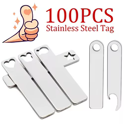 Collar de acero inoxidable con etiqueta rectangular en blanco para perro, colgante conmemorativo, joyería, 100 piezas