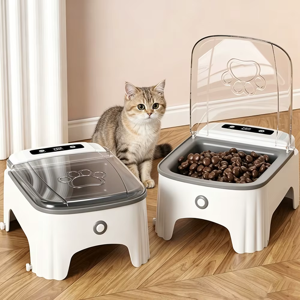 Comedero automático con tapa sensor bol cerámico para gatos y perros - imagen 3