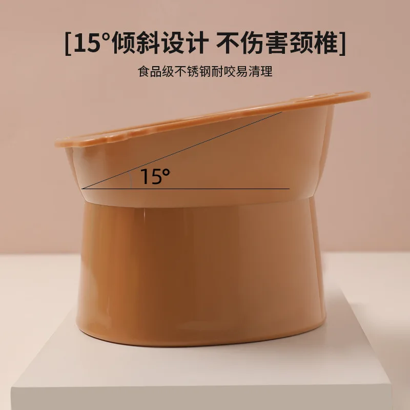 Cuenco de protección para el cuello de las mascotas, cuenco para gatos, wink, boca diagonal antideslizante, pie alto, 1 Juego - imagen 5