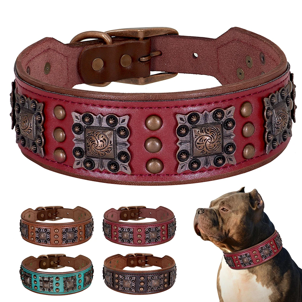 Collar con púas de cuero para Pitbull y Pastor Alemán - imagen 2