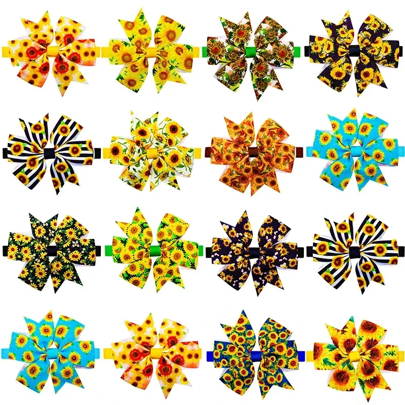 Collares y pajaritas florales para perros pequeños listos para usar en peluquería canina