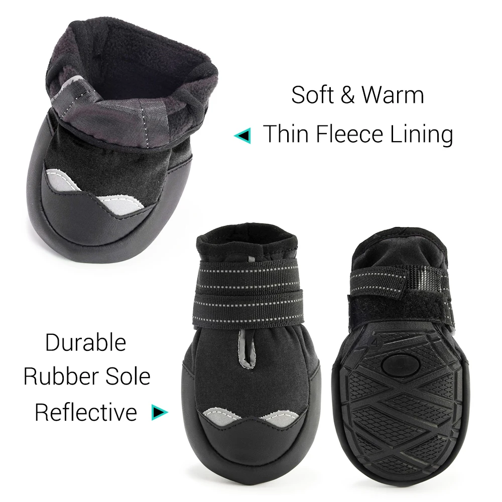 Botas de nieve impermeables para perros pequeños, botines de invierno para cachorros con rayas reflectantes, antideslizantes, con suela de goma, para senderismo - imagen 5