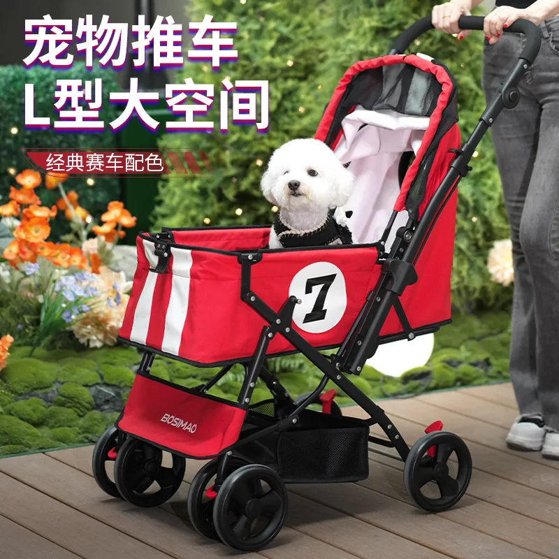 Carro para mascotas, cochecitos para perros, carrito plegable integrado ligero, productos para mascotas - imagen 2