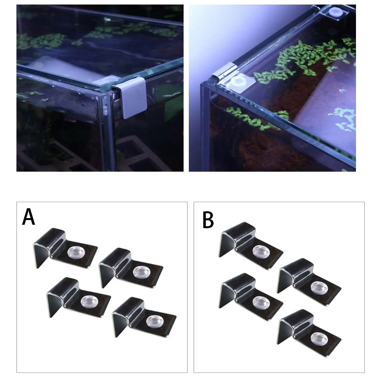 4 Pieces Aquarium Stands Fish Tank Glass Cover Clip Support Holder Stainless Steel Aquarium Glass Cover Lid Bracket Holder