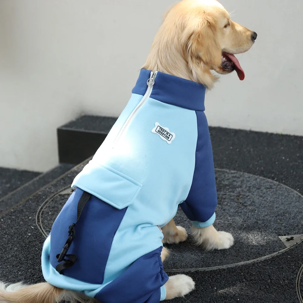 HOOPET chaqueta gruesa con capucha para perros medianos y grandes Labrador Otoño Invierno ropa cálida monos de moda para proveedores de abrigos para perros - imagen 3