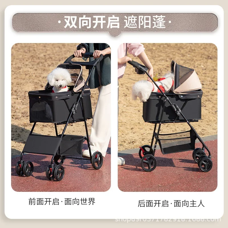 Cochecito para mascotas, ligero y plegable, cochecito para caminar para perros y gatos, carrito para mascotas, cochecito para perros para salir - imagen 2