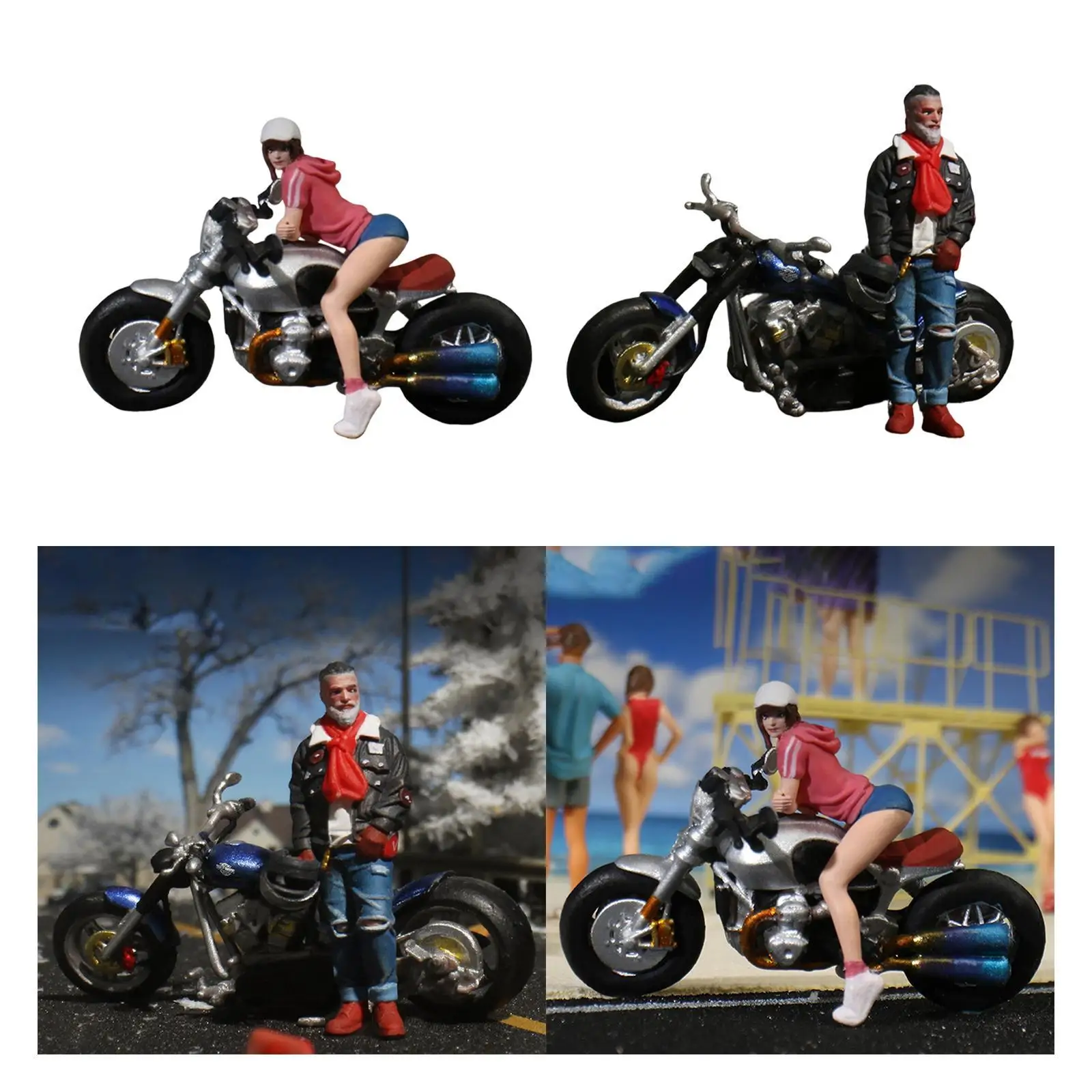 1/64 Scale Miniature Figure Motorcycle Rider Dollhouse Accessories Model 1/64 Scale Miniature Figure Motorcycle Rider Dollhouse Accessories Model