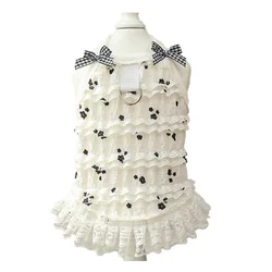 Vestido primavera con lazo encaje para gatos y perros
